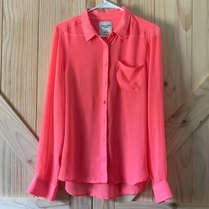 Neon pink sheer blouse